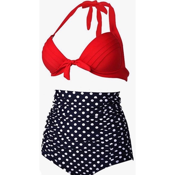 Retro 50s High Waisted Bikini Swimsuit - Picture 2 of 2